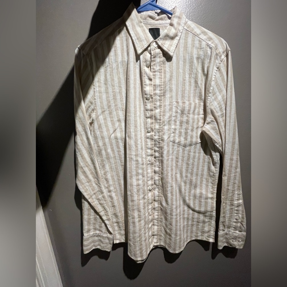 white and tan button down